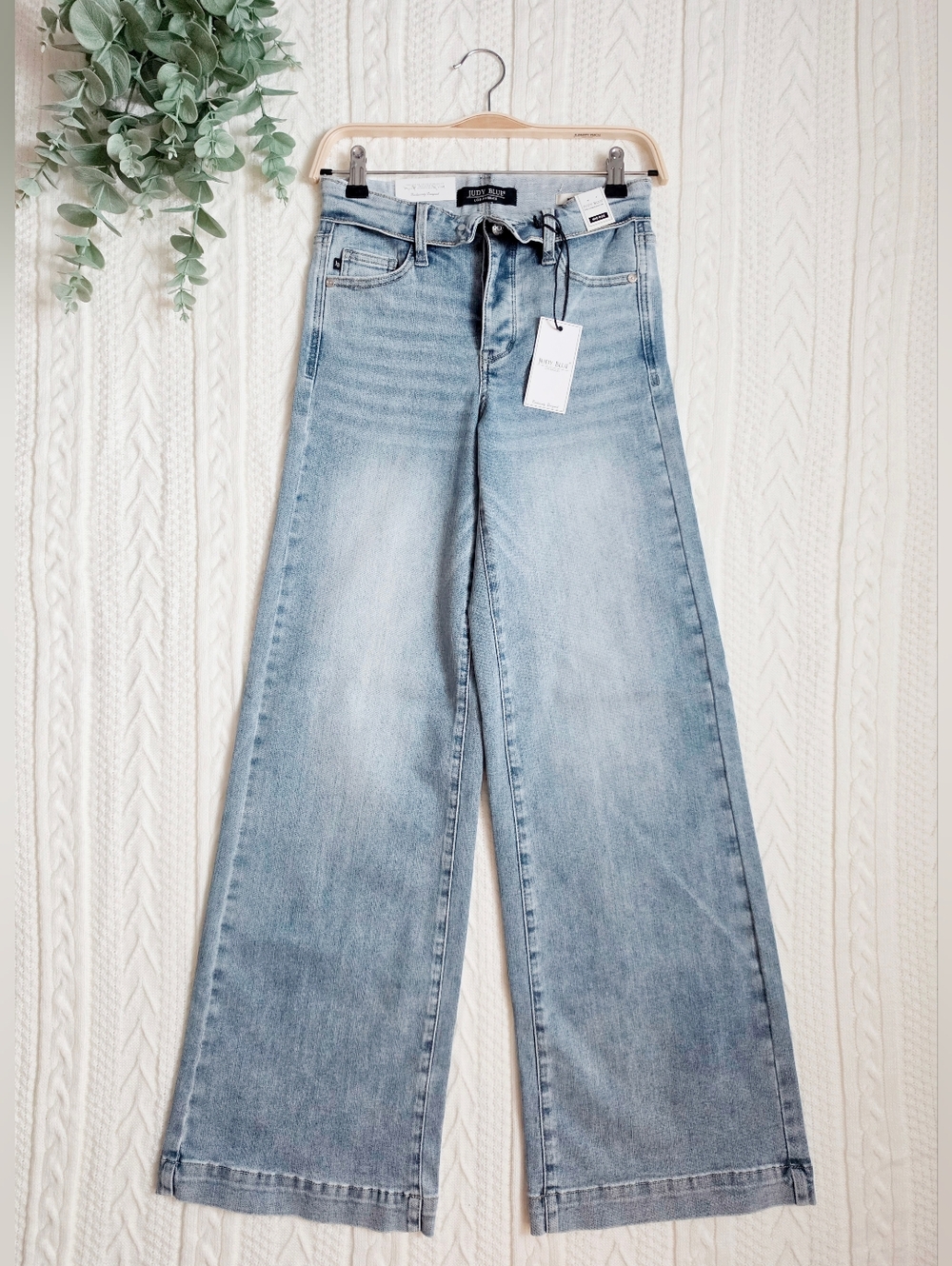 Judy Blue MR Light Wash Retro Wide Leg Jeans Button Fold Over Waist Various NEW - Picture 4 of 16